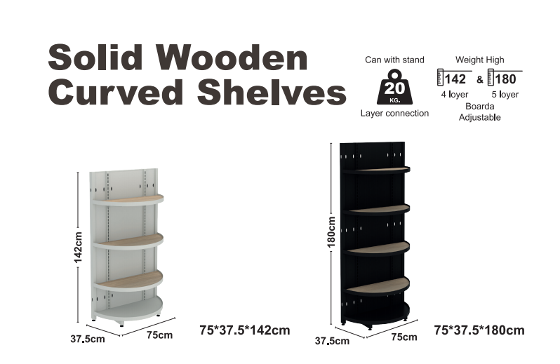 Solid Wooden Curved Shelves シルバー